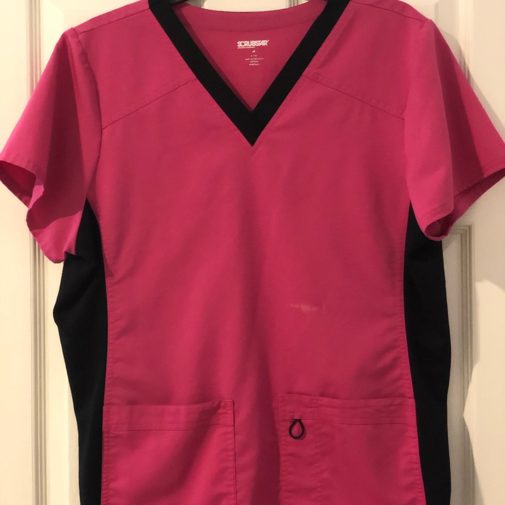 Pink & Black Scrub Top